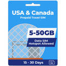 USA & Canada Data SIM | 5GB-50GB