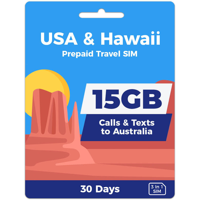 USA Travel SIM Card 30 Day 15GB Data, Unlimited Calls & SMS
