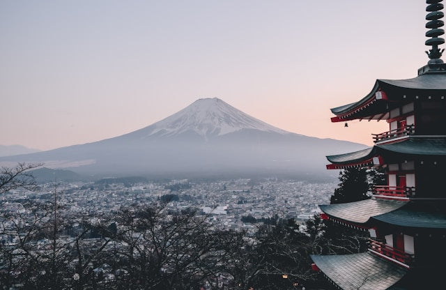 Japan in Winter. Mt Fuji in background