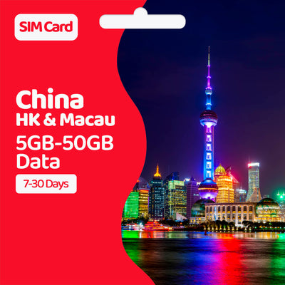 China, Hong Kong, Macau Data SIM | 5-50GB