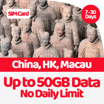 China, Hong Kong, Macau Data SIM | 5-50GB