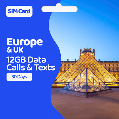 Europe Travel SIM Card | 30 Day | 12GB
