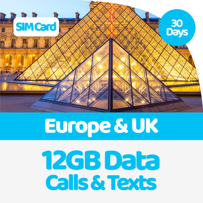 Europe Travel SIM Card | 30 Day | 12GB
