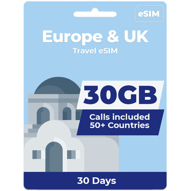 Europe & UK eSIM | 30 Day | 30GB