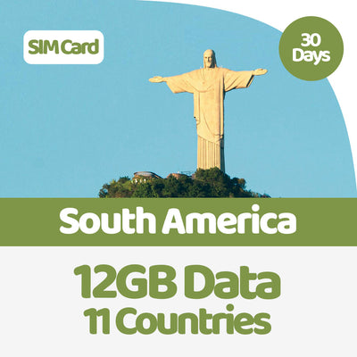 South America Travel SIM Card | 30 Day | 12GB