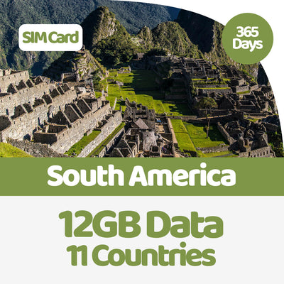 South America Travel SIM Card | 365 Day | 12GB