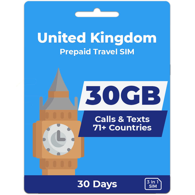 UK Travel SIM Card | 30 Day | 30GB