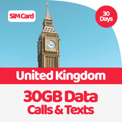 UK Travel SIM Card | 30 Day | 30GB