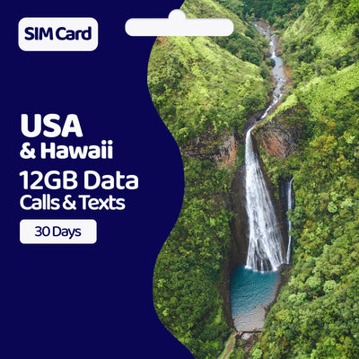 USA Travel SIM Card | 30 Day | 12GB