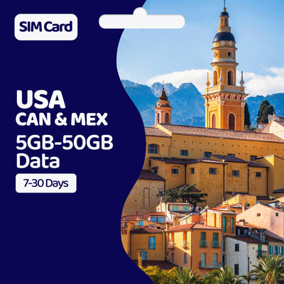 USA, Canada, Mexico Data SIM | 5GB-50GB