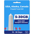 USA, Alaska, Canada Data SIM | 5GB-30GB