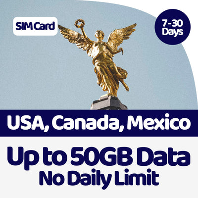 USA, Canada, Mexico Data SIM | 5GB-50GB