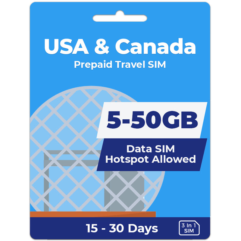 USA & Canada Data SIM | 5GB-50GB