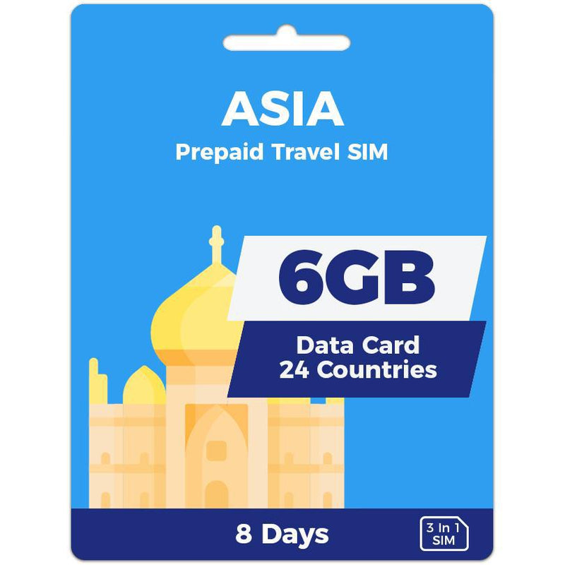 Asia Prepaid SIM Card | 8 Day | 6GB-Prepaid SIMs