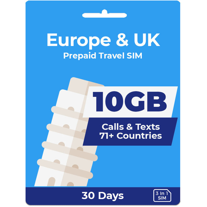 Europe Travel SIM Card | 30 Day | 10GB