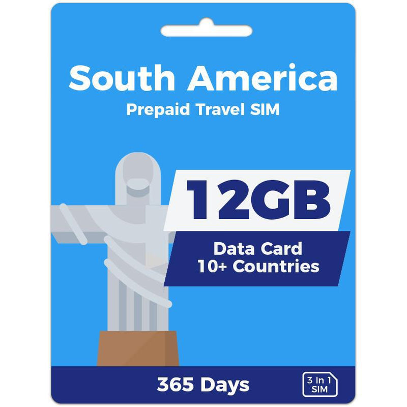 South America Prepaid SIM Card | 365 Day | 12GB-Prepaid SIMs